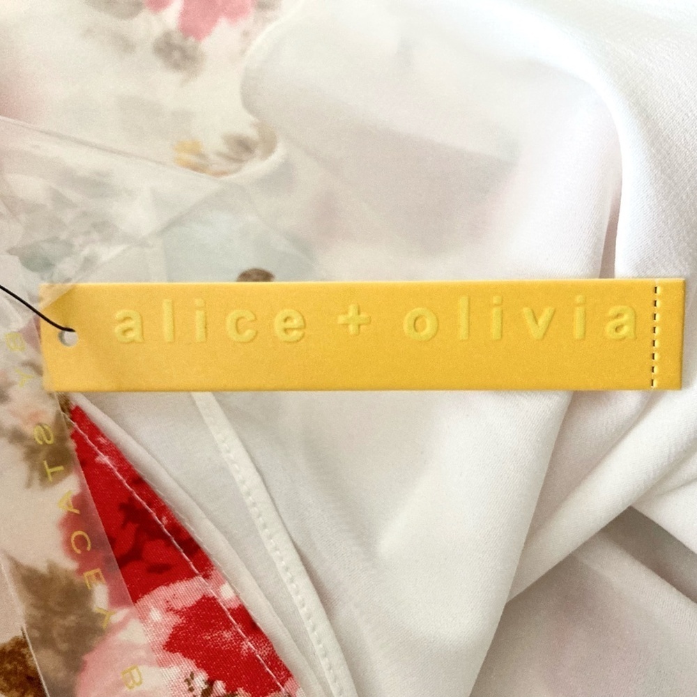 ALICE + OLIVIA Amberly Sleeveless Floral Keyhole Back Belted Fit & Flare Dress - Picture 11 of 13